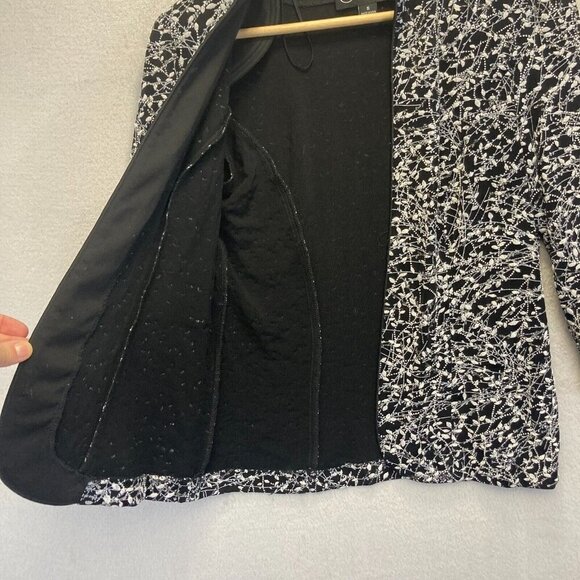 Alex Evenings Open Front Glitter Jacket Small S Black Silver Stretch Knit Topper - Picture 7 of 13